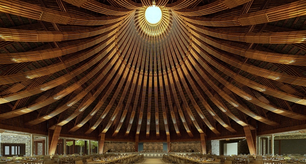 The cone-shaped restaurant made of 150,000 bamboos in Kim Boi made American architecture magazine out of praise